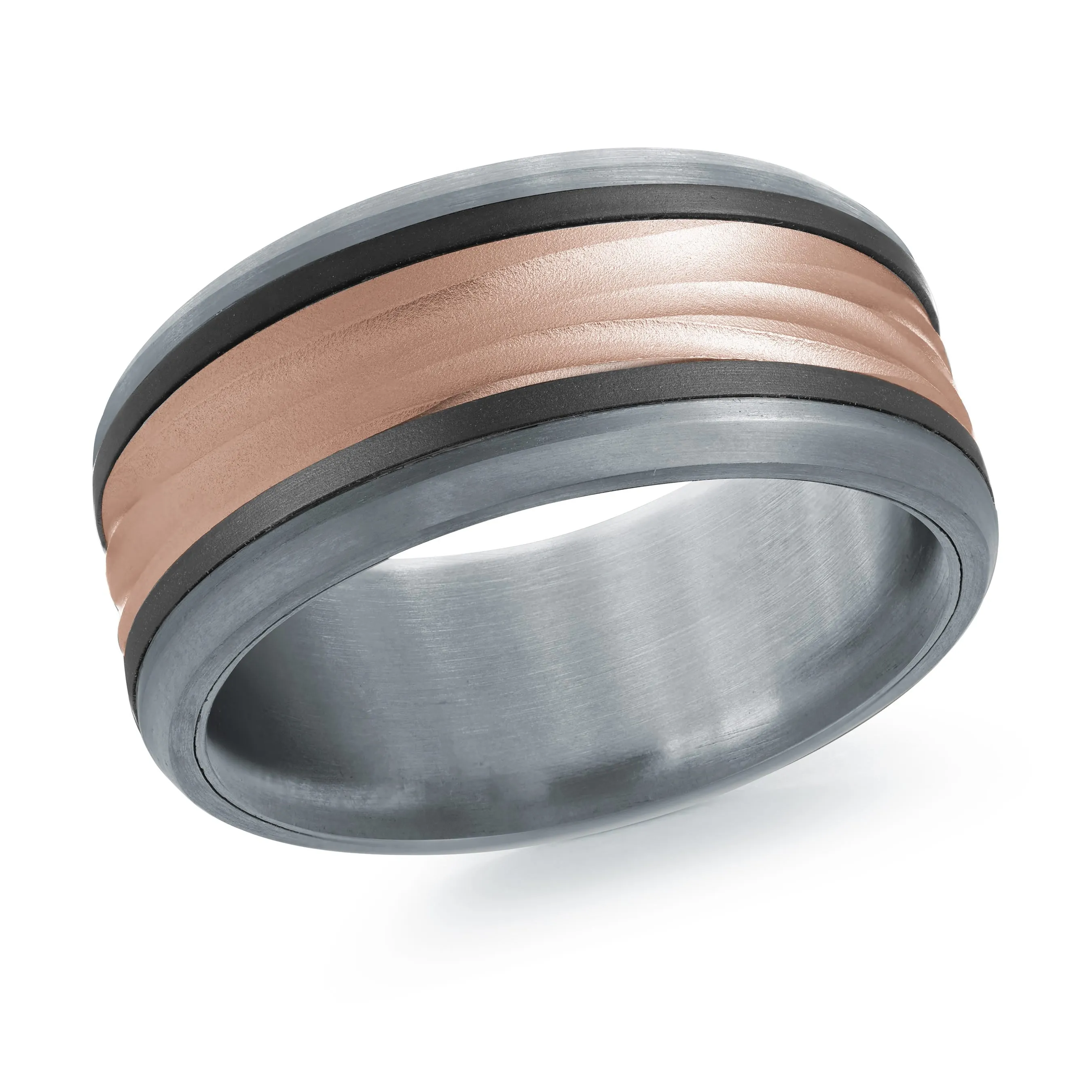 Tantalum with Carbon Fiber and 14K Rose Gold Ring from the Tantalum Collection by Malo - MRDTC-016-9BP