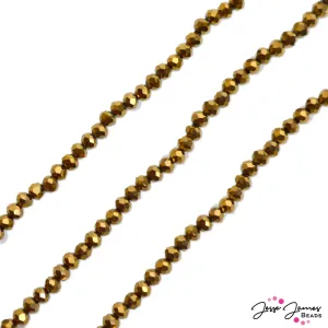 Thunder Polish Glass Strand 4x3mm in Metal Gear Copper