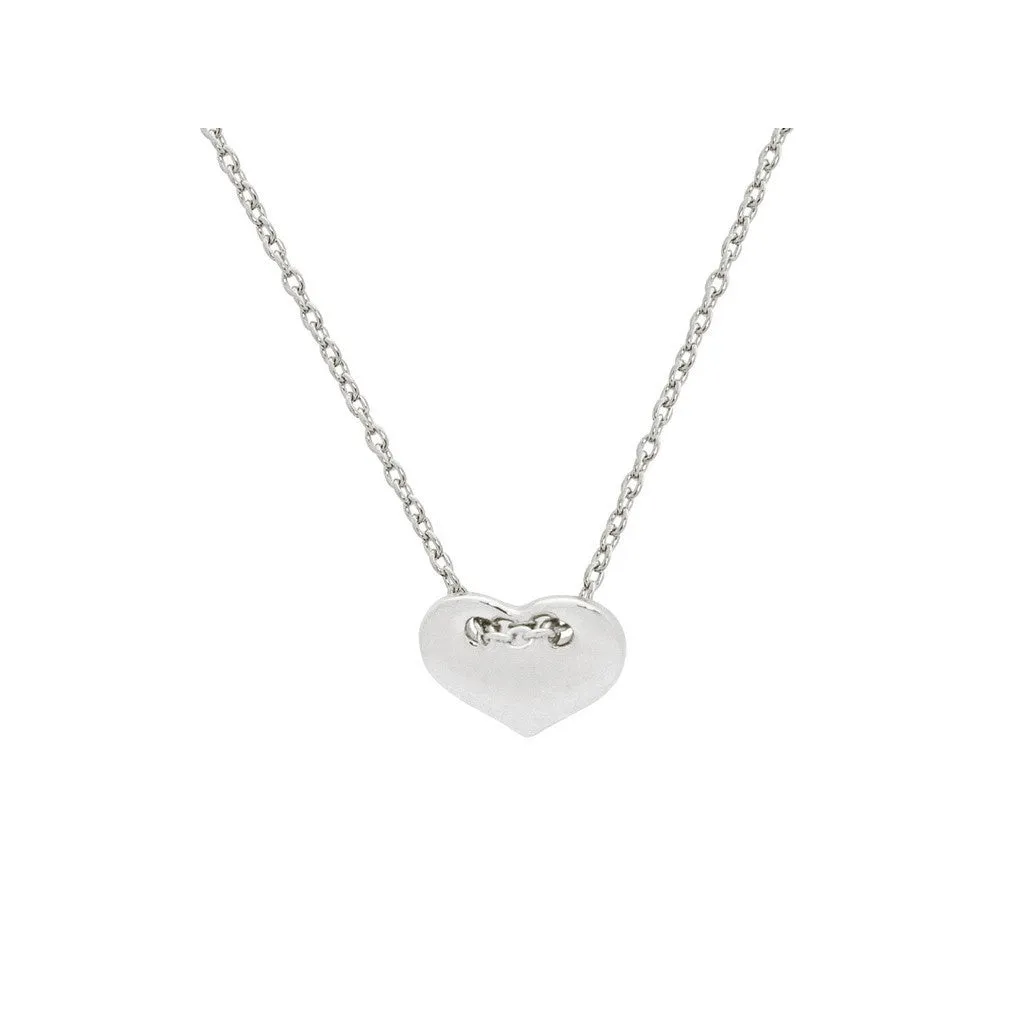 Valentines Sterling Silver Mini Heart Pendant Necklace by Fronay Co, 15.5"  2"