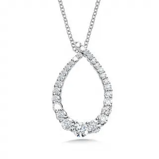 White Gold Open Graduating Diamond Pear Pendant