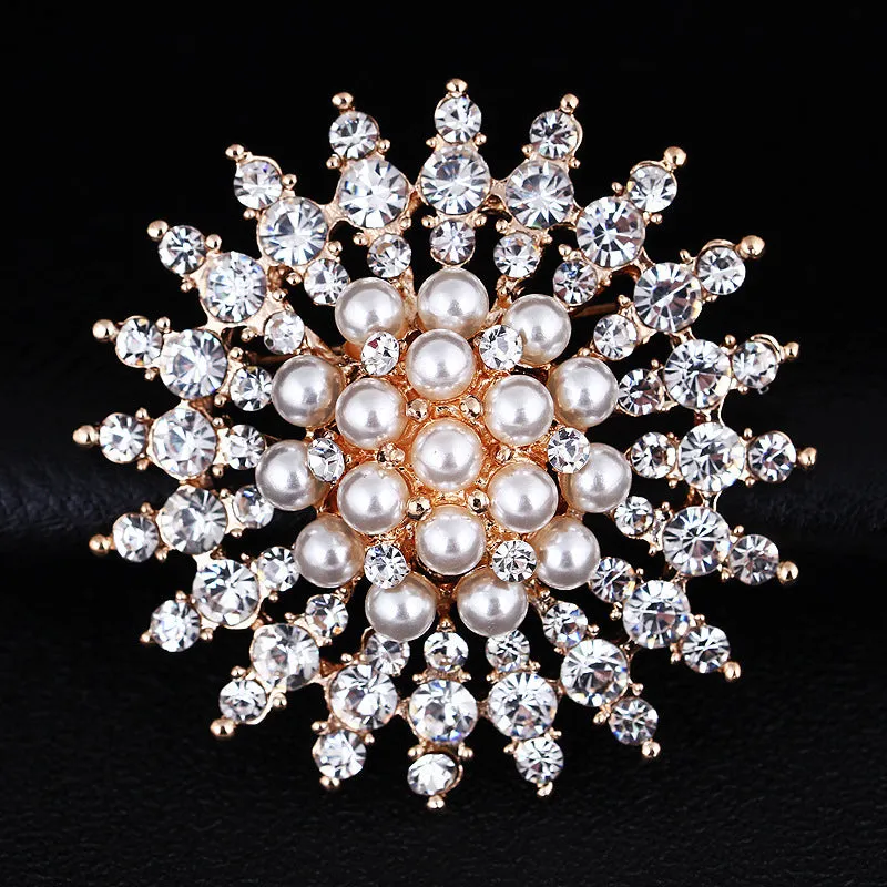 XSB076 - Elegant Pearl Floral Brooch