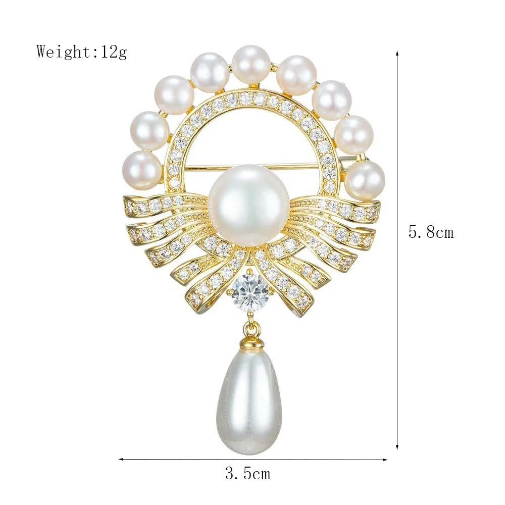 XSB077 - Elegant Pearl Drop Saree Brooch