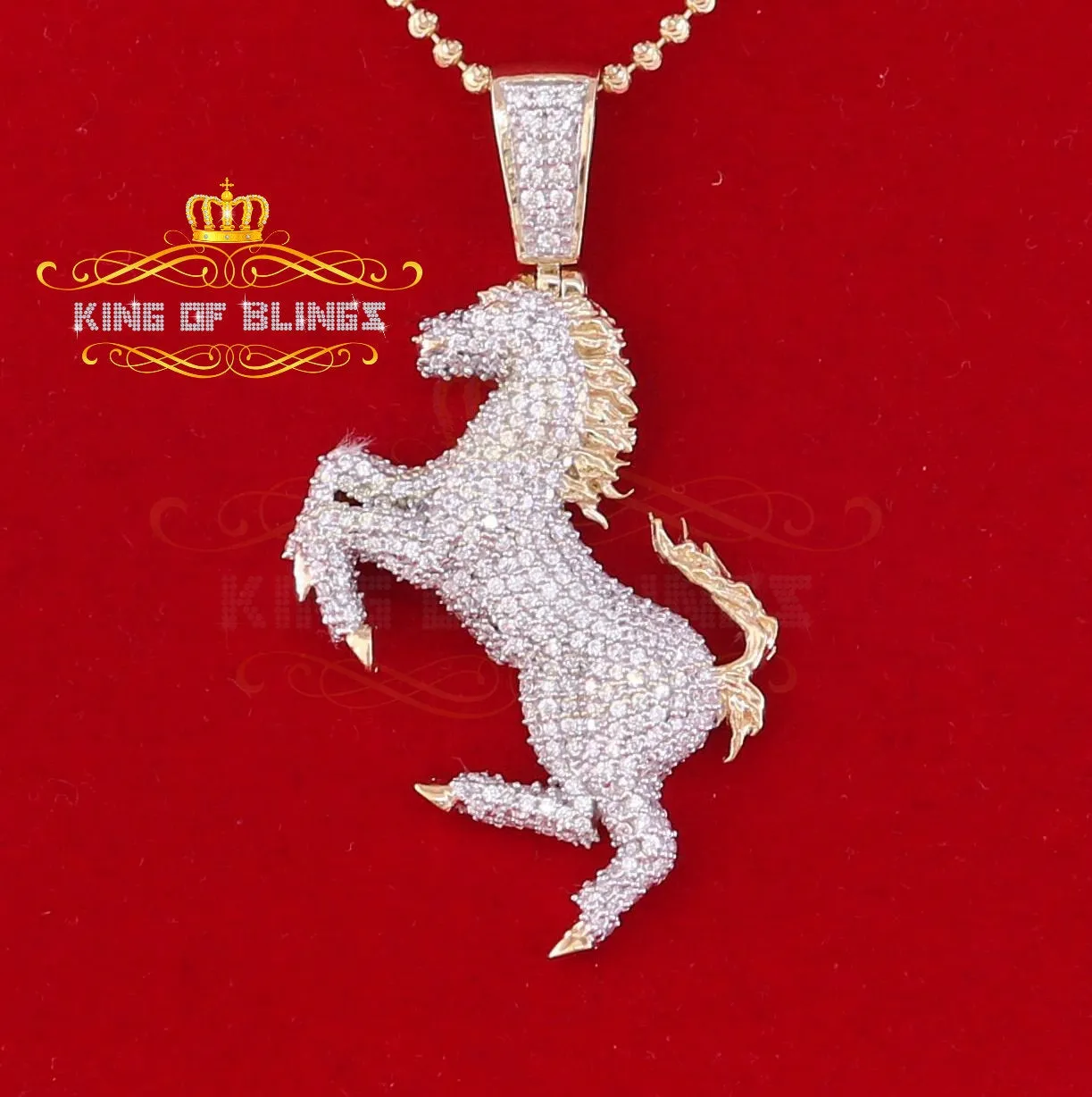 Yellow 925 Sterling Silver Horse Shape Pendant with 4.15ct Cubic Zirconia Stone