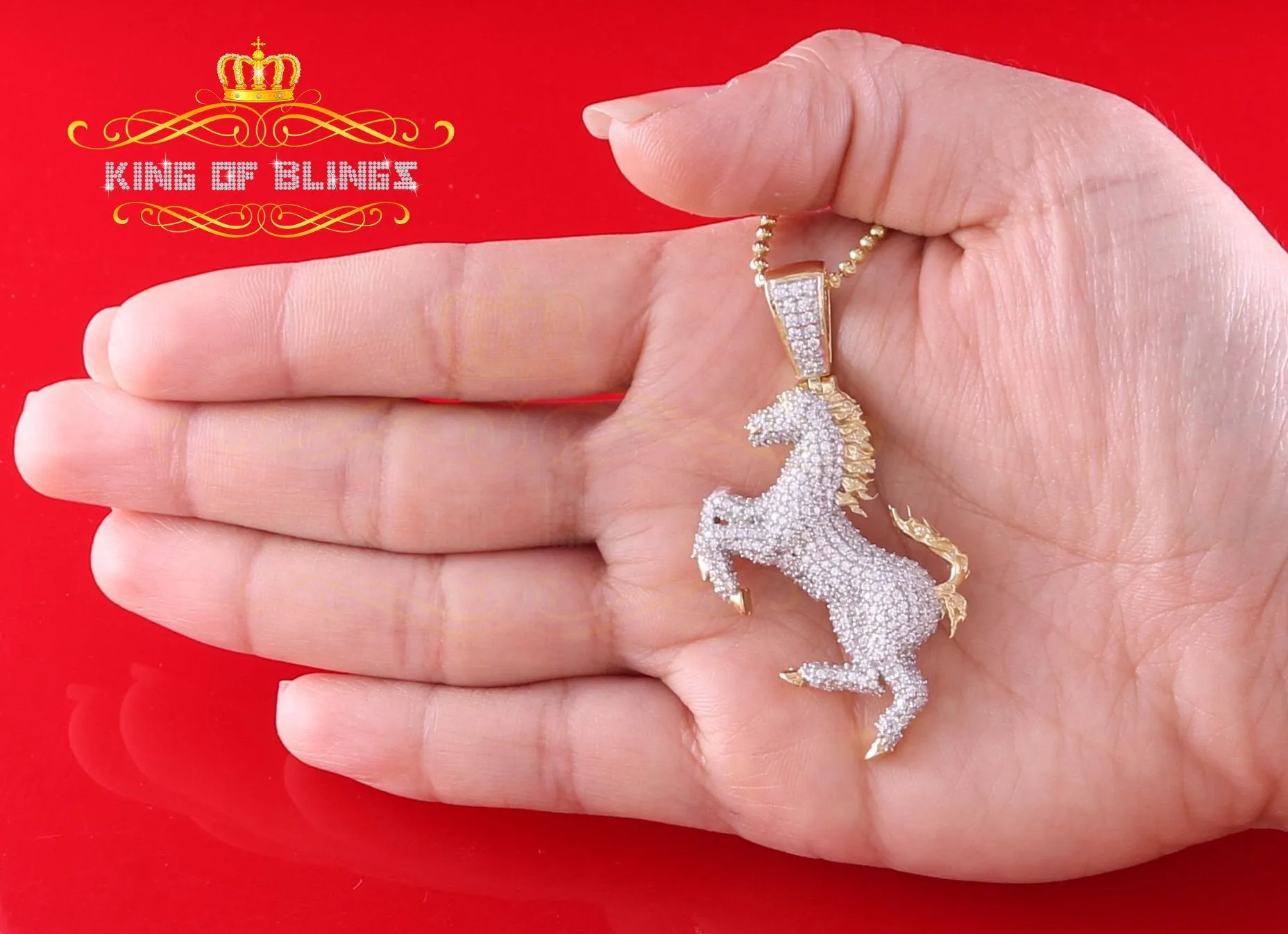 Yellow 925 Sterling Silver Horse Shape Pendant with 4.15ct Cubic Zirconia Stone