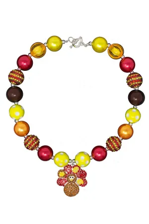 Yellow Polka Dot Glitter Turkey Bubblegum Necklace